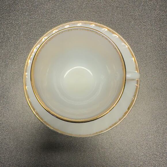 Vintage Fire King Hold Trimmed Swirl Pattern Cup and Suacer - Picture 2 of 5